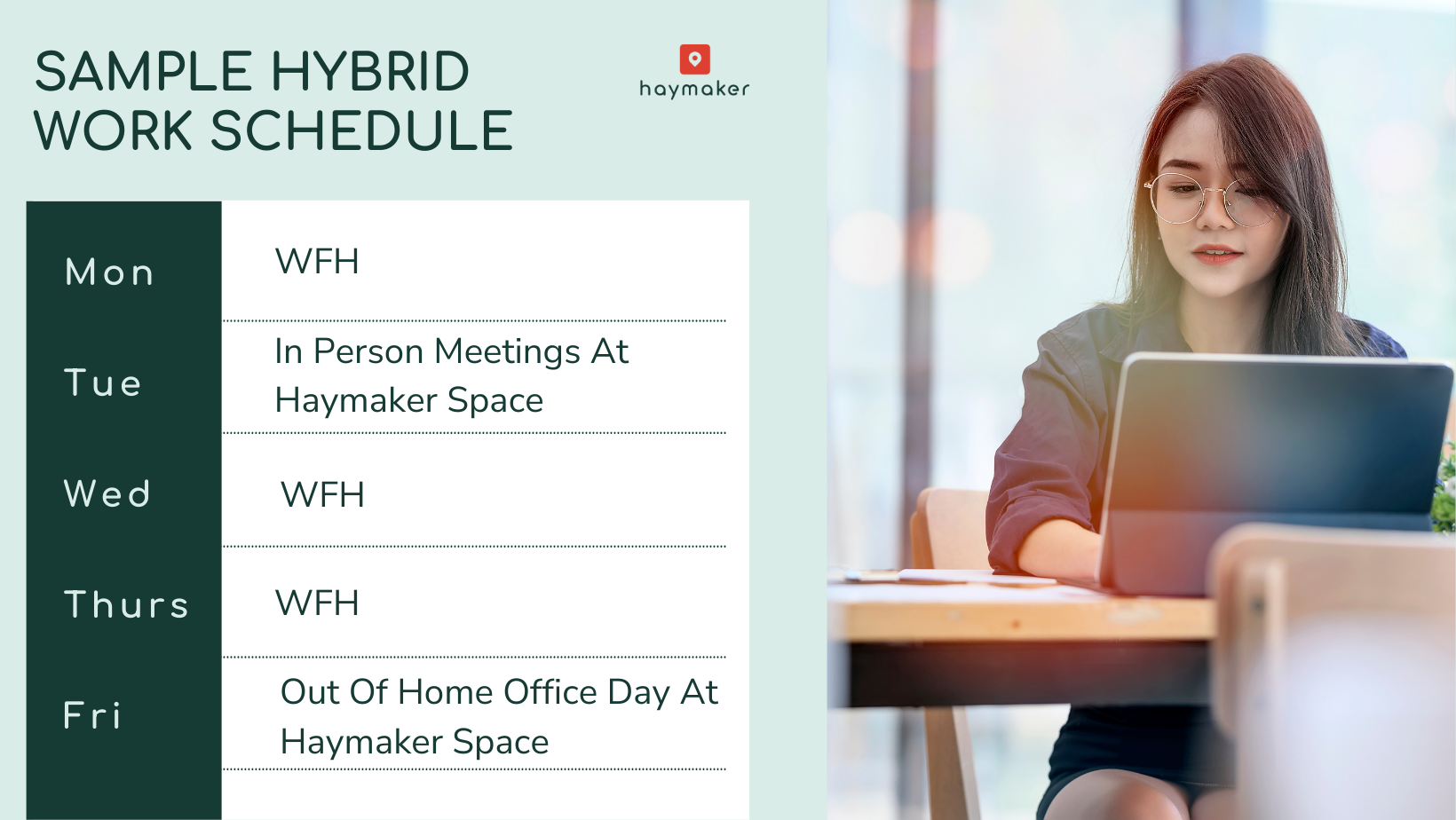 remote work schedule with haymaker