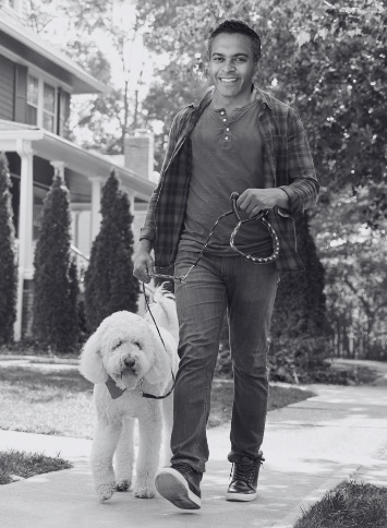 John enjoys walks with his dog